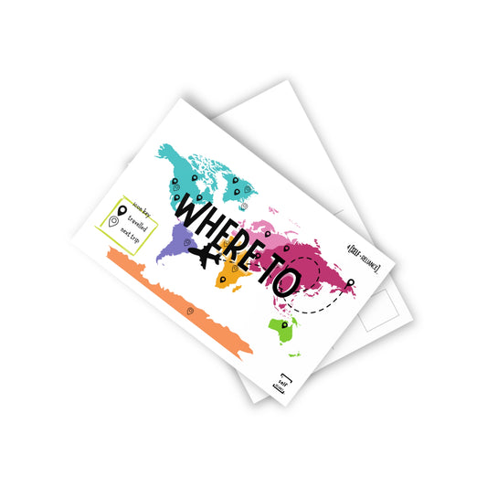 the 'Where To' Postcards Set - Travel with me, Tell Me Your Next. (10 Pieces)